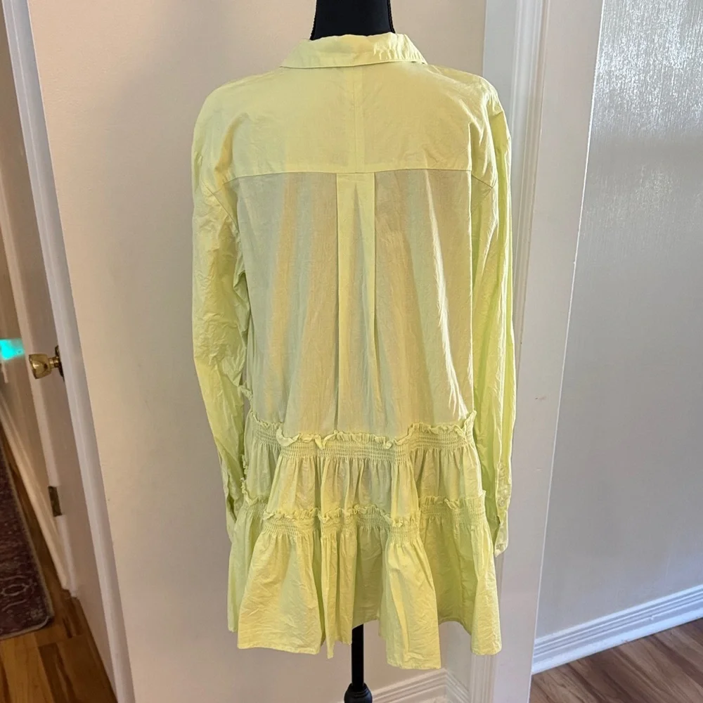 Free People Yellow Button-Up Ruffle Dress - Picture 6 of 7